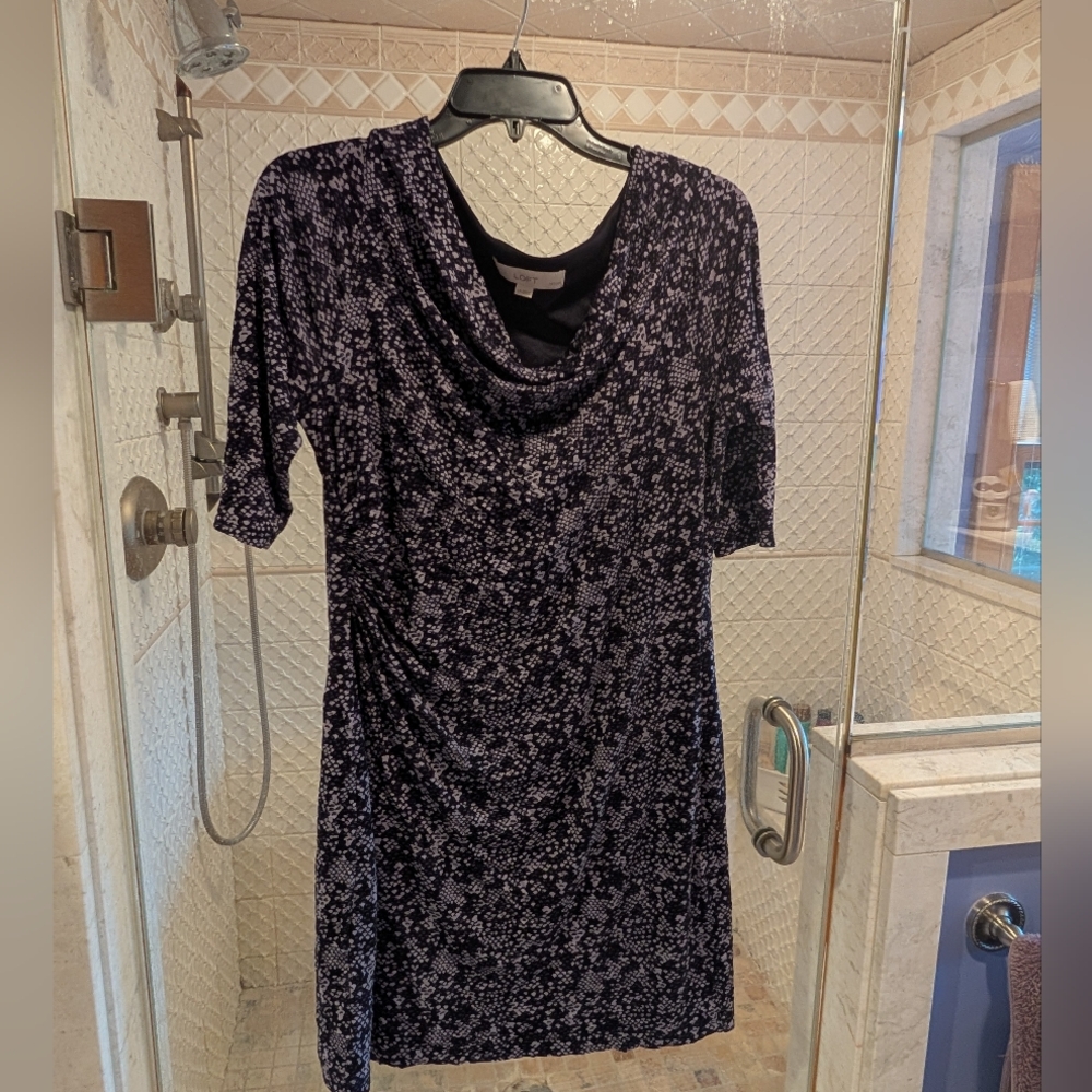 LOFT Black and White Patterned Dress
